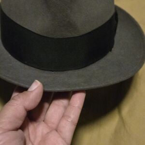 Gray Fedora Hat with Black Band